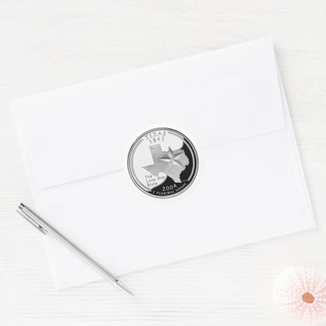 Faux Texas State Quarter Classic Round Sticker (Envelope)