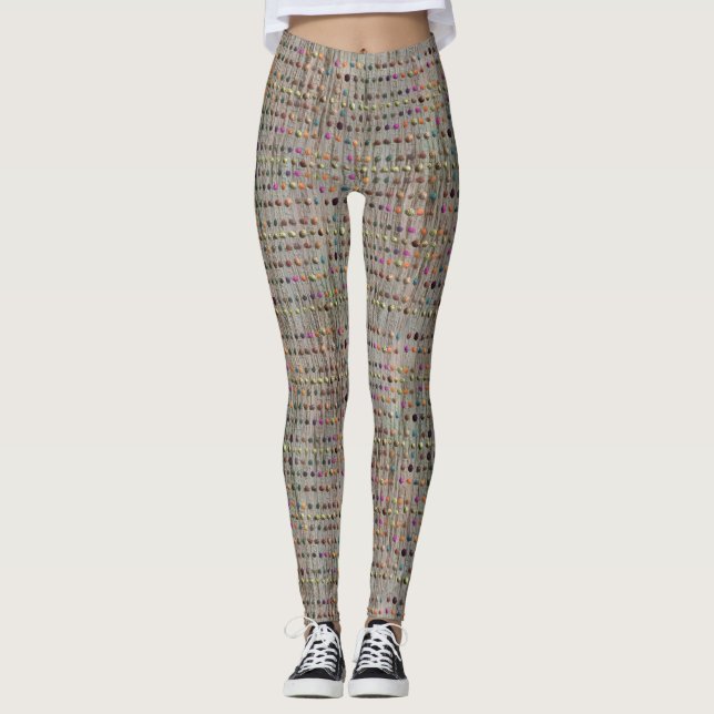 faux texture with dots pattern leggings (Front)