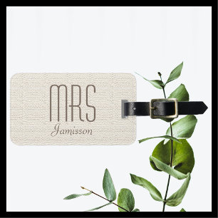 Faux Textured Burlap Mrs Custom Luggage Tag