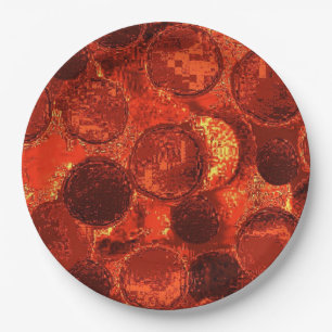 Faux Textured Circle Paper Plate-Burnt orange Plate