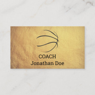 Faux Textured Gold Basketball Coach Business Card