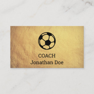 Faux Textured Gold Soccer Coach Business Card