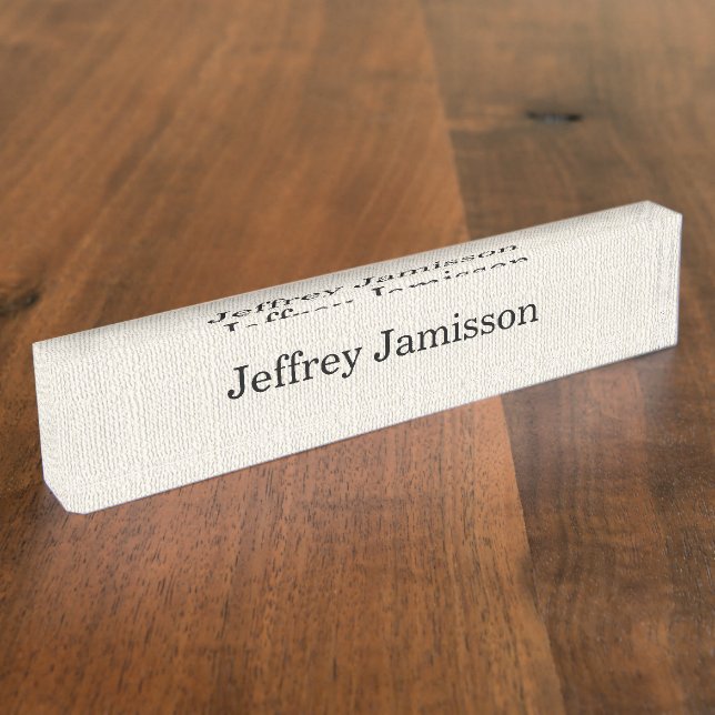 Faux Textured Rustic Burlap Design Acrylic Nameplate (Side)