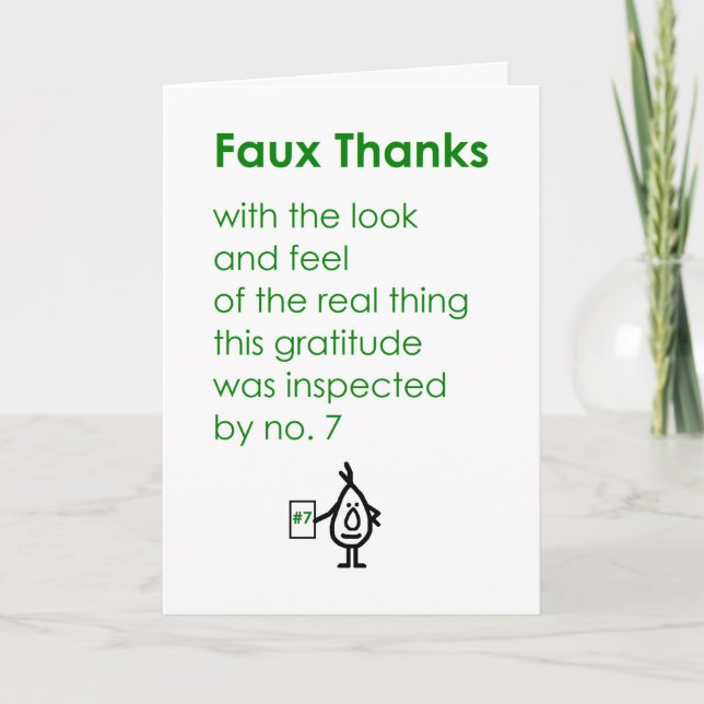 Faux Thanks A Funny Thank You Poem (Front)