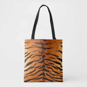 Faux tiger fur all over print tote bag