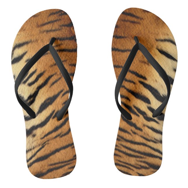 Faux Tiger Skin Flip Flops (Footbed)