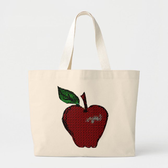 Faux Tile Apple Design Grocery Tote (Front)