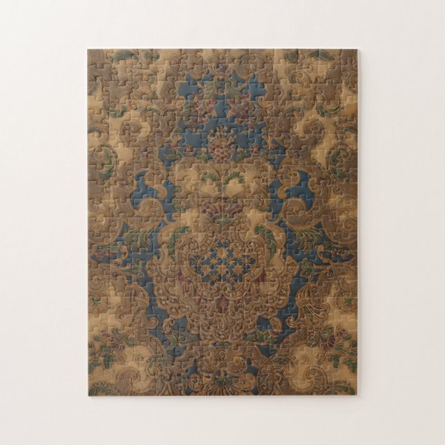 Faux Tooled Leather Gold Scrollwork Jigsaw Puzzle (Vertical)