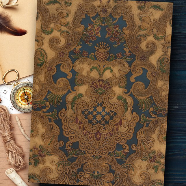 Faux Tooled Leather Gold Scrollwork Tissue Paper (Creator Uploaded)