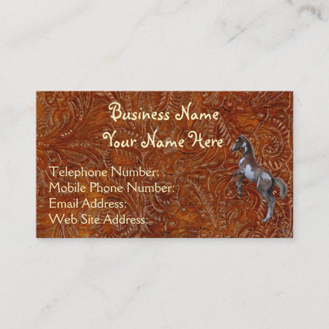 Faux Tooled Leather Western style 3 Profile Cards (Front)
