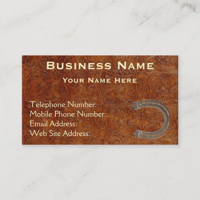 Faux Tooled Leather Western style IV Biz Cards (Front)