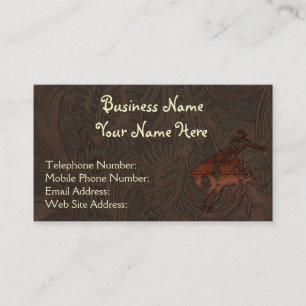 Faux Tooled Leather Western style V Business Cards
