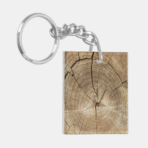 Faux Tree Rings Background Key Ring