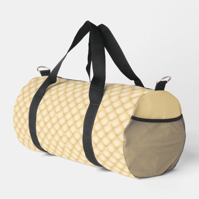 Faux Tufted Ivory Satin and Diamonds Duffle Bag (Right Corner)