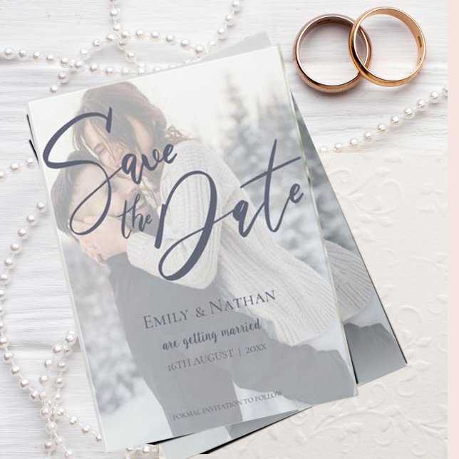 Faux Vellum Effect 2 Photo Wedding Save the Date (Creator Uploaded)