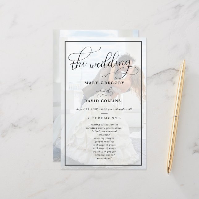 Faux Vellum Effect Overlay Photo Wedding Ceremony (Front/Back In Situ)