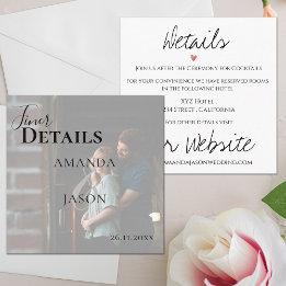 Faux Vellum Effect Photo Modern Wedding Details Enclosure Card