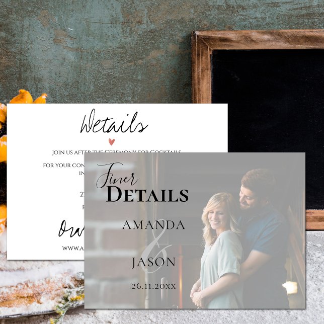Faux Vellum Effect Photo Modern Wedding Details Enclosure Card (Faux Vellum Effect Photo Modern Wedding Details Enclosure Card)