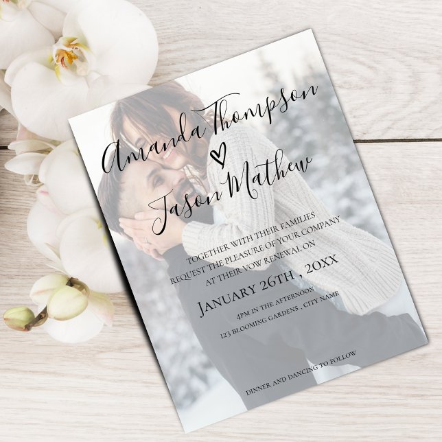 Faux Vellum Effect Photo Vow Renewal Invitation (Creator Uploaded)
