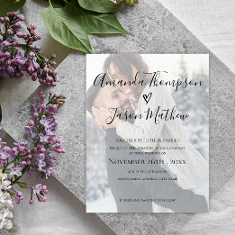 Faux Vellum Effect Photo Wedding Invitation