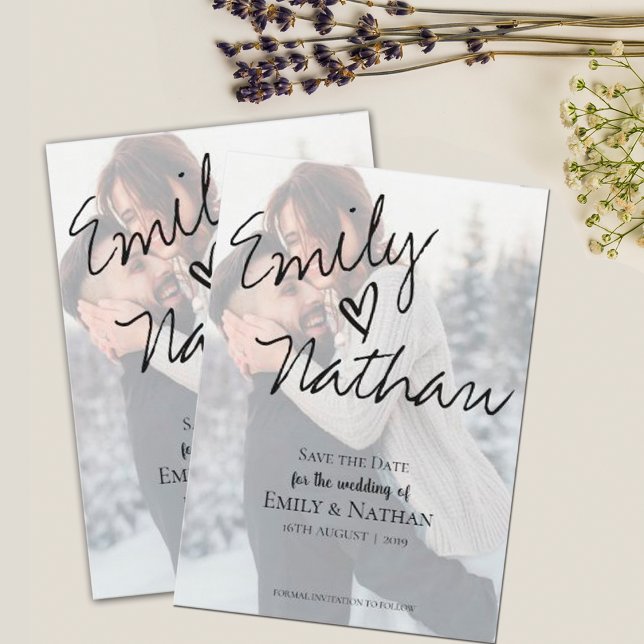 Faux Vellum Effect Photo Wedding Save the Date (Creator Uploaded)