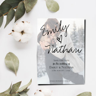 Faux Vellum Effect Photo Wedding Save the Date Magnetic Invitation