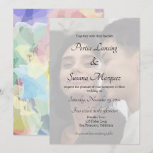 Faux Vellum Effect Rainbow LGBTQ Wedding Invite