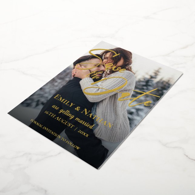 Faux Vellum Multi Photo Wedding Save The Date  (Rotated)