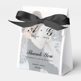 Faux Vellum Photo Monogram Thank You Wedding Favour Box