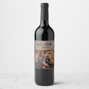 Faux Vellum Photo Overlay Custom Wedding Wine Label