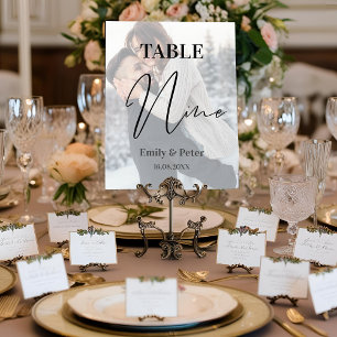 Faux Vellum Photo Wedding NINE Table Number