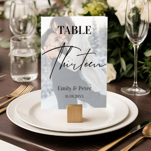 Faux Vellum Photo Wedding Thirteen Table Number