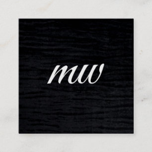 Faux Velvet Black Print with Monogram Square Business Card