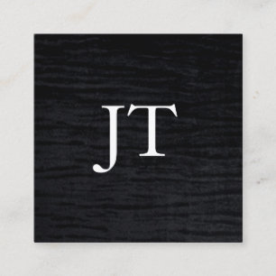 Faux Velvet Black Print with Monogram Square Business Card