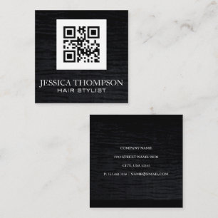 Faux Velvet Black   Qr Code Template Square Business Card