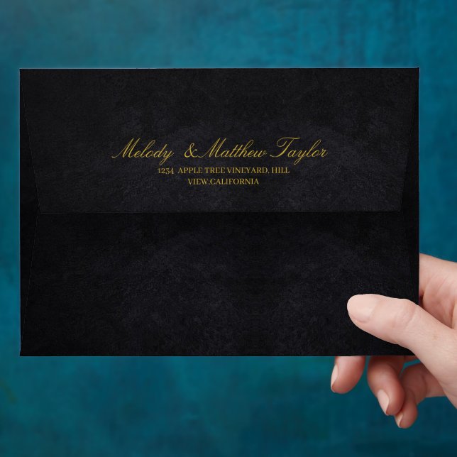 Faux Velvet Texture Print Wedding Envelope (Hand)