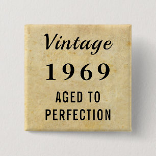 Faux Vintage Aged Dated 50th or Any Birthday Gift 15 Cm Square Badge