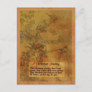 Faux Vintage Christmas Holiday Postcard