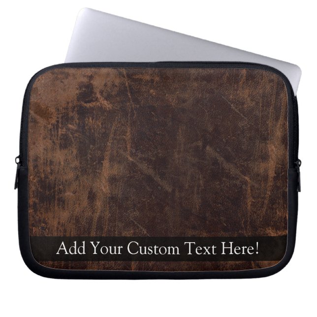 Faux Vintage Leather-Look Laptop Sleeve (Front)