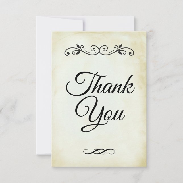 Faux Vintage parchment Simple & Elegant Thank You Card (Front)