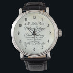 Faux Vintage Parchment Simple & Elegant Wedding Watch<br><div class="desc">A wedding commemorative watch with a simple yet elegant design. Set on a cream coloured vintage-looking parchment paper image. Soft brown aged edges give it a chic old-fashioned vibe. Fancy vintage-looking decorative dividers with your personalised text in between.</div>