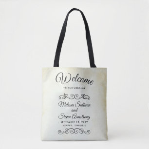 Faux Vintage Parchment Wedding Welcome Tote Bag