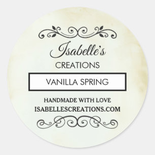 Faux Vintage Parchment Western Style Business Classic Round Sticker