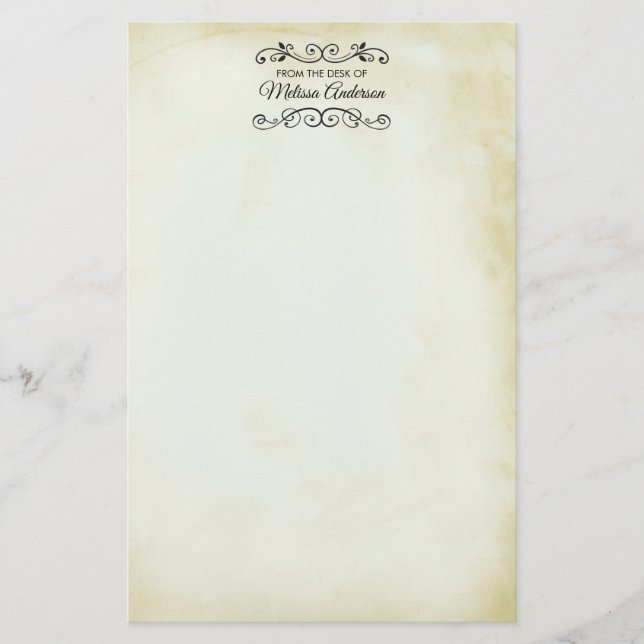 Faux Vintage Parchment Western Style Stationery (Front)