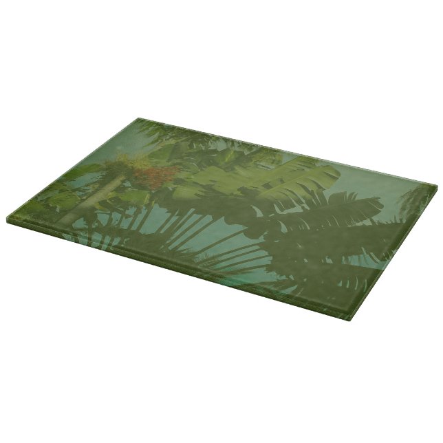 Faux Vintage Tropical Fabric Cutting Board (Corner)