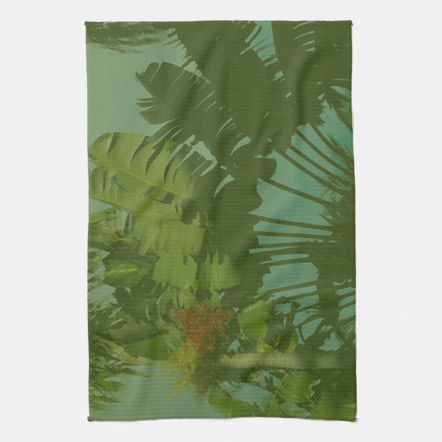 Faux Vintage Tropical Fabric Tea Towel (Vertical)