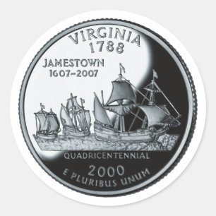 Faux Virginia State Quarter Classic Round Sticker