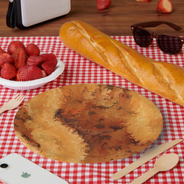 Faux Walnut Burel Pattern  Paper Plate (Picnic)
