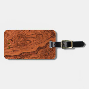 Faux Walnut Wood Luggage Tag
