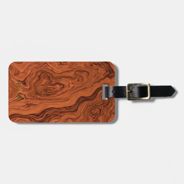 Faux Walnut Wood  Luggage Tag (Front Horizontal)